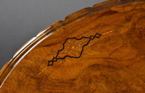 VICTORIAN BURR WALNUT INLAID CENTRE TABLE - ADDITIONAL PHOTO 14