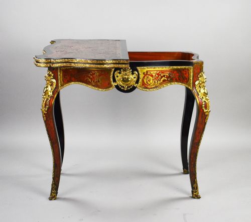 LOUIS XV STYLE BOULLE MARQUETRY CARD TABLE BY EDWARDS ROBERTS - ADDITIONAL PHOTO 1