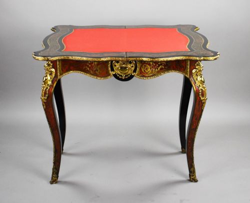 LOUIS XV STYLE BOULLE MARQUETRY CARD TABLE BY EDWARDS ROBERTS - ADDITIONAL PHOTO 2