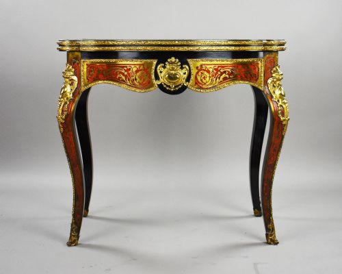 LOUIS XV STYLE BOULLE MARQUETRY CARD TABLE BY EDWARDS ROBERTS - ADDITIONAL PHOTO 3