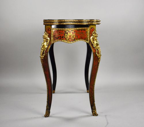 LOUIS XV STYLE BOULLE MARQUETRY CARD TABLE BY EDWARDS ROBERTS - ADDITIONAL PHOTO 4