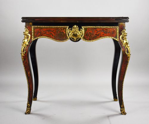 LOUIS XV STYLE BOULLE MARQUETRY CARD TABLE BY EDWARDS ROBERTS - ADDITIONAL PHOTO 5