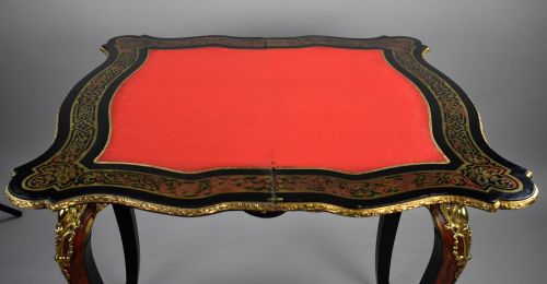 LOUIS XV STYLE BOULLE MARQUETRY CARD TABLE BY EDWARDS ROBERTS - ADDITIONAL PHOTO 10