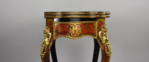 LOUIS XV STYLE BOULLE MARQUETRY CARD TABLE BY EDWARDS ROBERTS - ADDITIONAL PHOTO 12