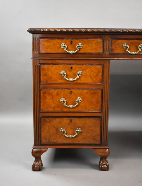 fig 1. Antique Burr Walnut Pedestal Desk