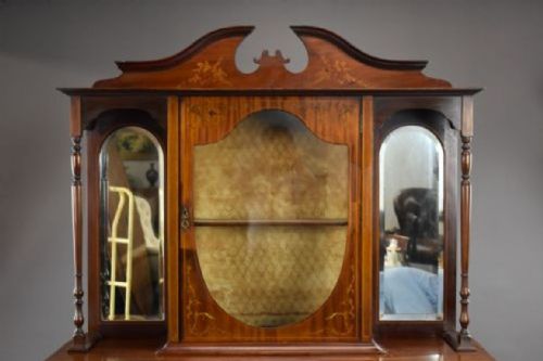 VICTORIAN MAHOGANY INLAID DISPLAY CABINET - ADDITIONAL PHOTO 1