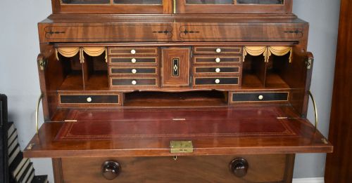 WILLIAM IV FLAME MAHOGANY SECRETAIRE BOOKCASE - ADDITIONAL PHOTO 9