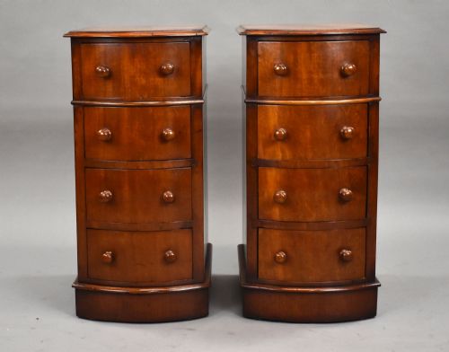 Pair of Victorian Mahogany Bow Front Bedside Chests