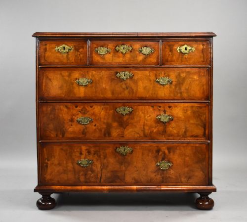fig 1. George III Burr Walnut Chest of Drawers