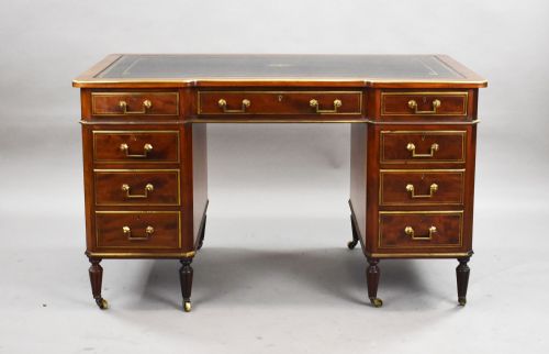 19TH CENTURY FRENCH BRASS INLAID MAHOGANY WRITING TABLE - ADDITIONAL PHOTO 1
