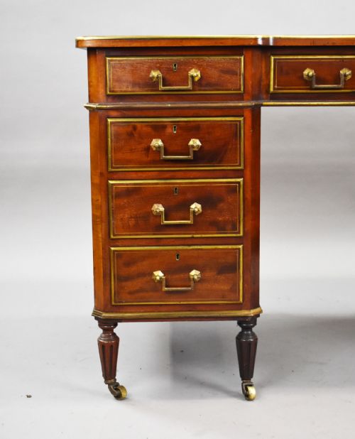 19TH CENTURY FRENCH BRASS INLAID MAHOGANY WRITING TABLE - ADDITIONAL PHOTO 6