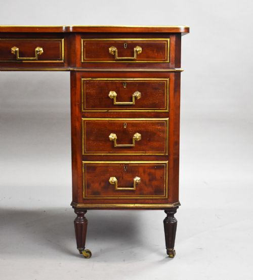19TH CENTURY FRENCH BRASS INLAID MAHOGANY WRITING TABLE - ADDITIONAL PHOTO 8