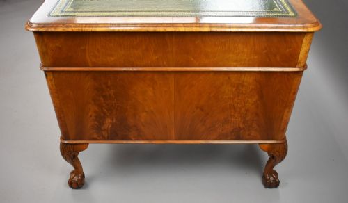 fig 1. Antique Figured Walnut Pedestal Desk
