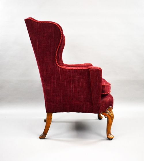 fig 2. Antique Queen Anne Style Walnut Wing Back Armchair