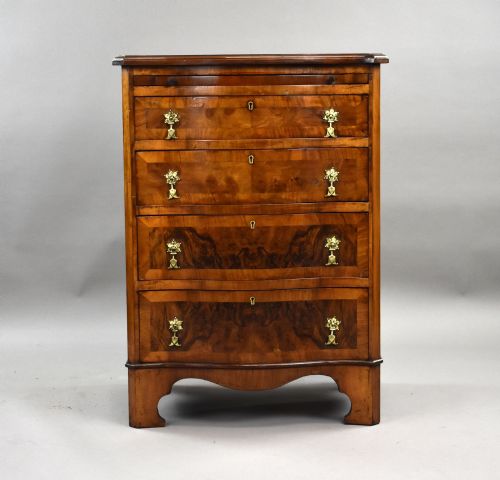 fig 1. Georgian Style Walnut Serpentine Batchelors Chest