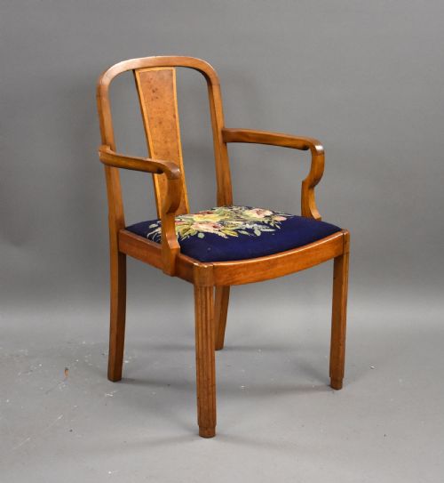 fig 1. Set of 6 Art Deco Walnut Dining Chairs