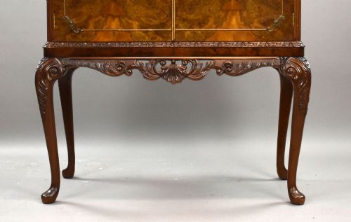 ANTIQUE BURR WALNUT COCKTAIL CABINET - ADDITIONAL PHOTO 3