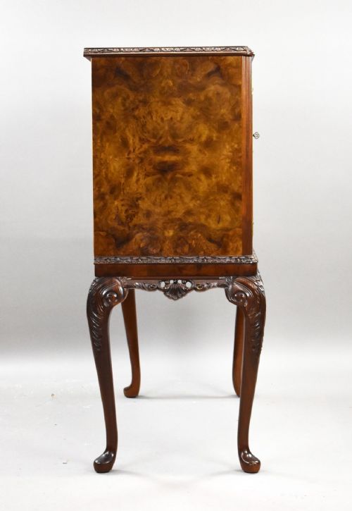 ANTIQUE BURR WALNUT COCKTAIL CABINET - ADDITIONAL PHOTO 4
