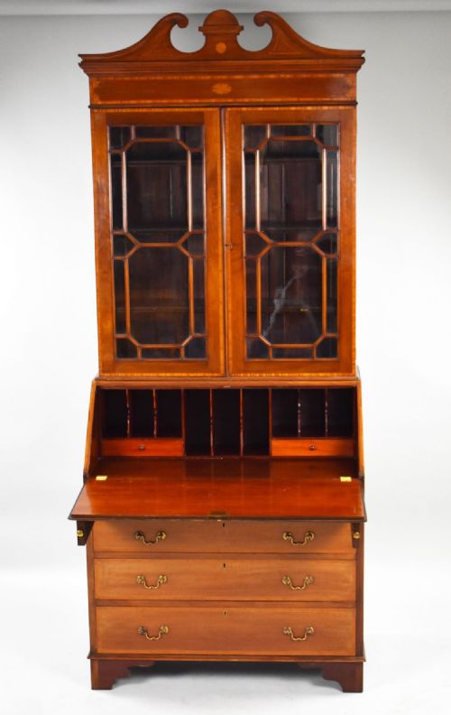 EDWARDIAN MAHOGANY BUREAU BOOKCASE - ADDITIONAL PHOTO 5