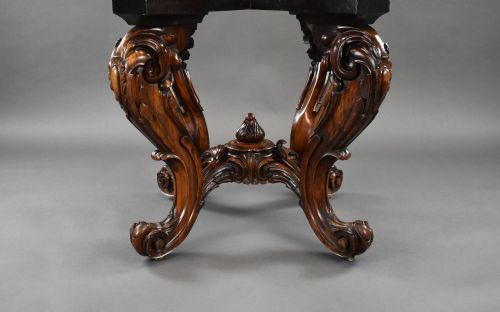 VICTORIAN BURR WALNUT MARQUETRY OCTAGONAL CENTRE TABLE - ADDITIONAL PHOTO 1
