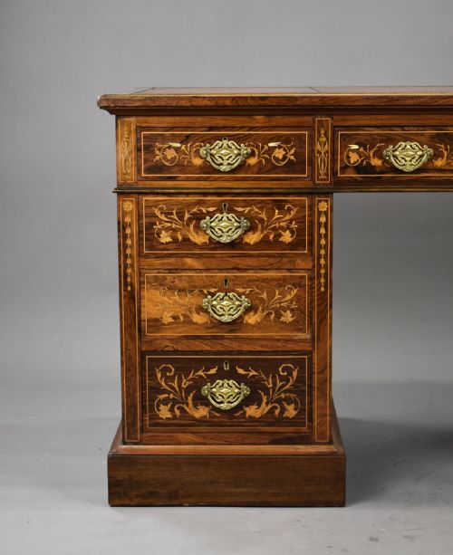 VICTORIAN ROSEWOOD MARQUETRY DESK - ADDITIONAL PHOTO 2