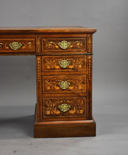 VICTORIAN ROSEWOOD MARQUETRY DESK - ADDITIONAL PHOTO 4