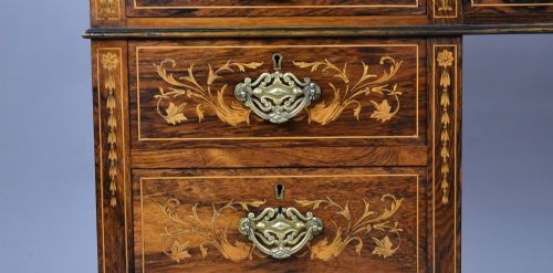 VICTORIAN ROSEWOOD MARQUETRY DESK - ADDITIONAL PHOTO 9