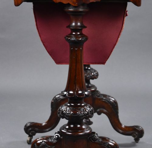 VICTORIAN BURR WALNUT GAMES WORK TABLE - ADDITIONAL PHOTO 5