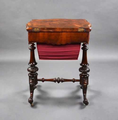 VICTORIAN BURR WALNUT GAMES WORK TABLE - ADDITIONAL PHOTO 7