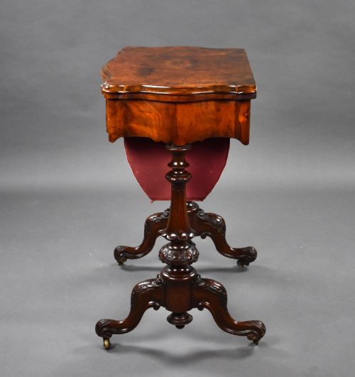 VICTORIAN BURR WALNUT GAMES WORK TABLE - ADDITIONAL PHOTO 8