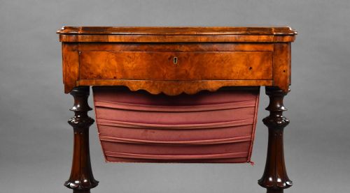 VICTORIAN BURR WALNUT GAMES WORK TABLE - ADDITIONAL PHOTO 12