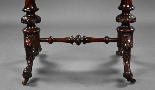 VICTORIAN BURR WALNUT GAMES WORK TABLE - ADDITIONAL PHOTO 13