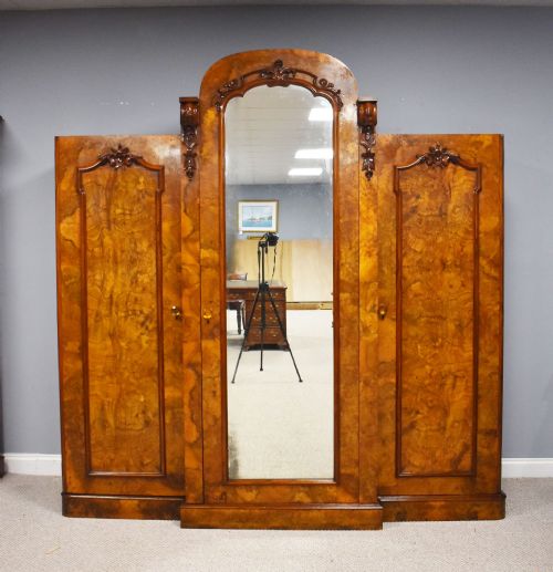 fig 3. Victorian Burr Walnut Triple Wardrobe