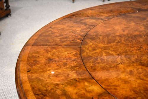 fig 4. Large Burr Walnut Circular Extending Table
