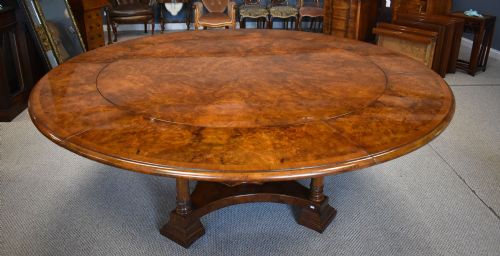 fig 5. Large Burr Walnut Circular Extending Table