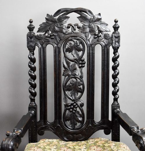 NEAR PAIR LATE 19TH CENTURY CARVED THRONE CHAIRS - ADDITIONAL PHOTO 6