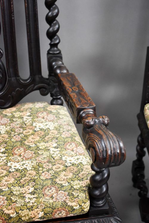 NEAR PAIR LATE 19TH CENTURY CARVED THRONE CHAIRS - ADDITIONAL PHOTO 8