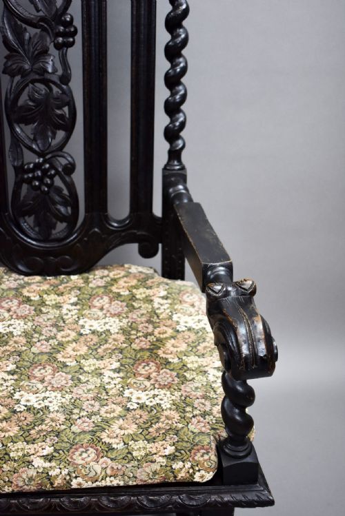 NEAR PAIR LATE 19TH CENTURY CARVED THRONE CHAIRS - ADDITIONAL PHOTO 9