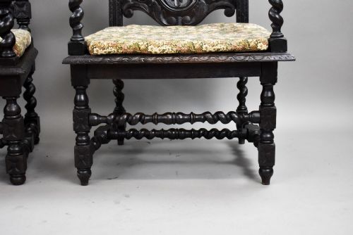 NEAR PAIR LATE 19TH CENTURY CARVED THRONE CHAIRS - ADDITIONAL PHOTO 11