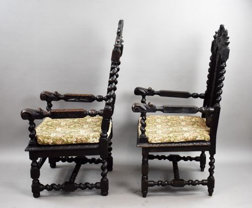NEAR PAIR LATE 19TH CENTURY CARVED THRONE CHAIRS - ADDITIONAL PHOTO 12