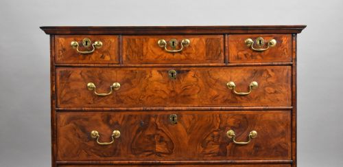 GEORGE III BURR WALNUT CHEST OF DRAWERS - ADDITIONAL PHOTO 2