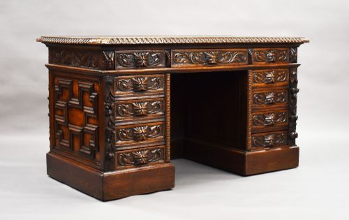 fig 1. Victorian Carved Oak Desk