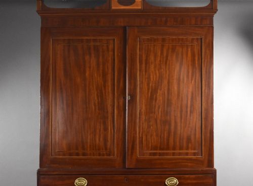 fig 1. George III Mahogany Secretaire Linen Press