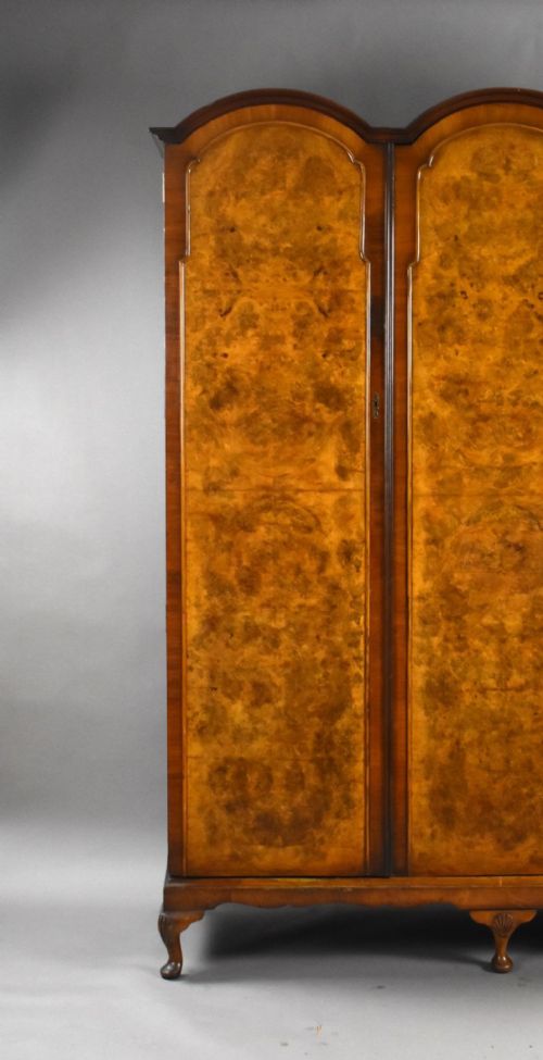 fig 3. Queen Anne Style Burr Walnut Triple Wardrobe