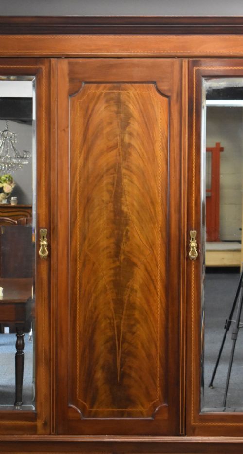 fig 1. Edwardian Mahogany Triple Wardrobe