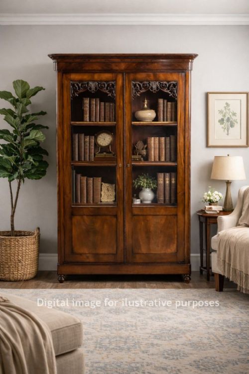 CONTINENTAL MAHOGANY CIRCA 1880 BOOKCASECABINET - ADDITIONAL PHOTO 8