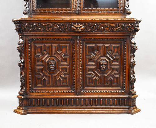 VICTORIAN CARVED OAK BOOKCASE - ADDITIONAL PHOTO 2