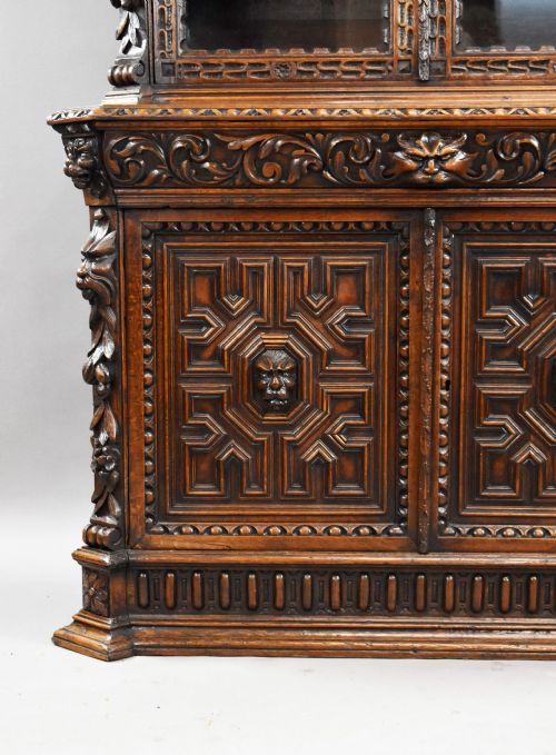 VICTORIAN CARVED OAK BOOKCASE - ADDITIONAL PHOTO 3