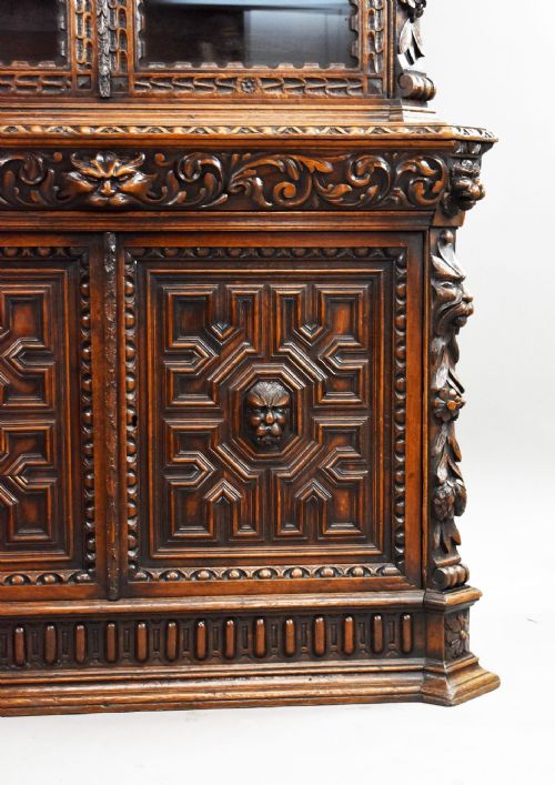 VICTORIAN CARVED OAK BOOKCASE - ADDITIONAL PHOTO 4