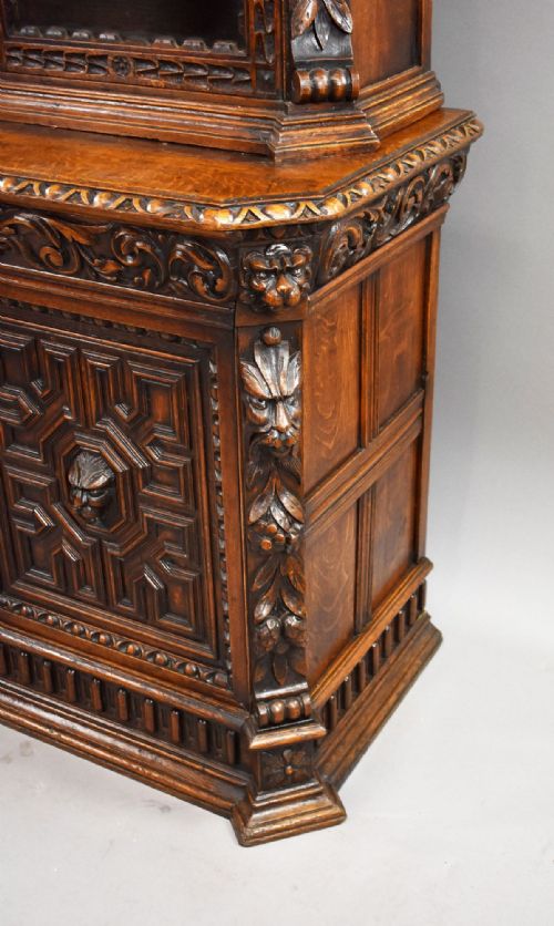 VICTORIAN CARVED OAK BOOKCASE - ADDITIONAL PHOTO 8